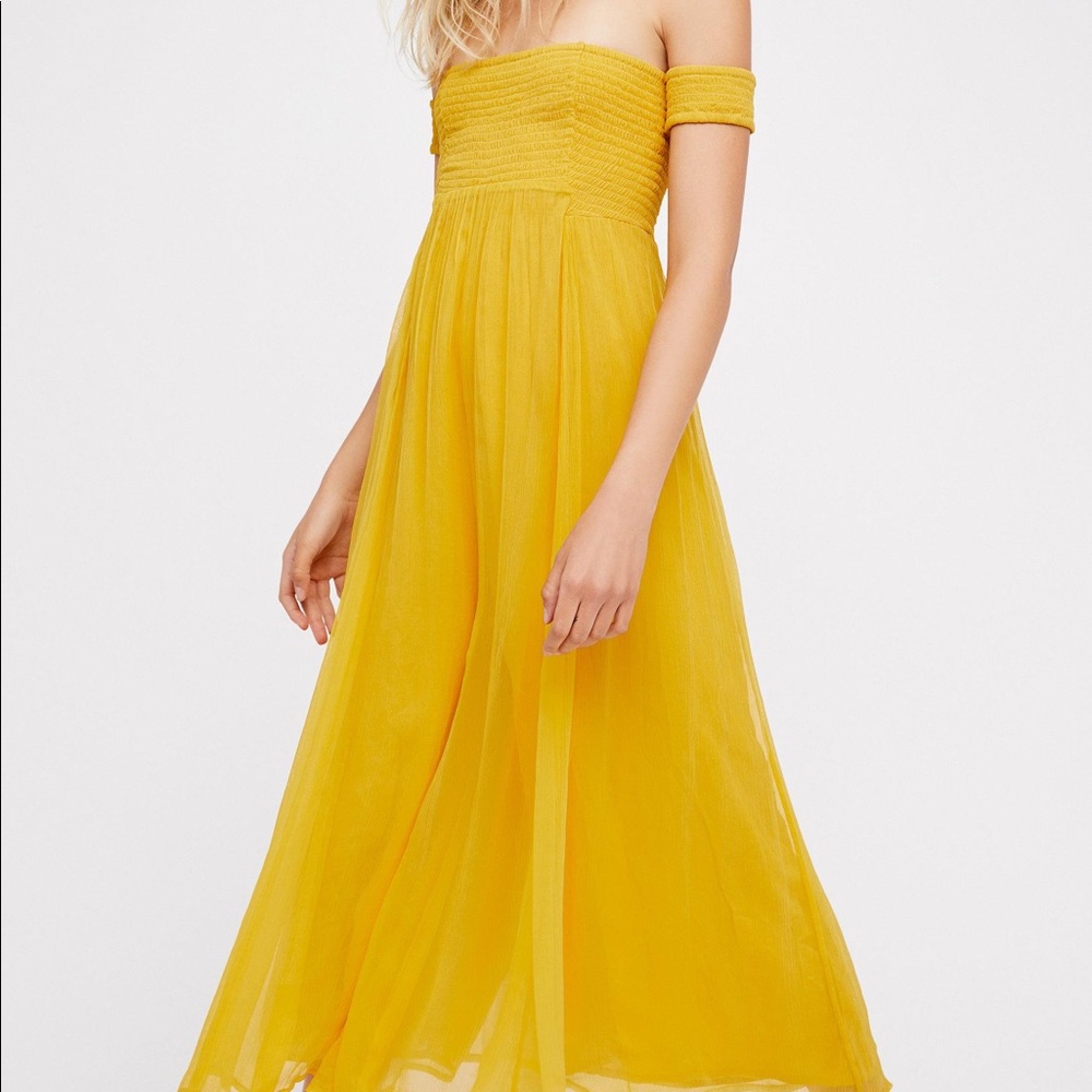 Free people strawberry swing jumpsuit in yellow